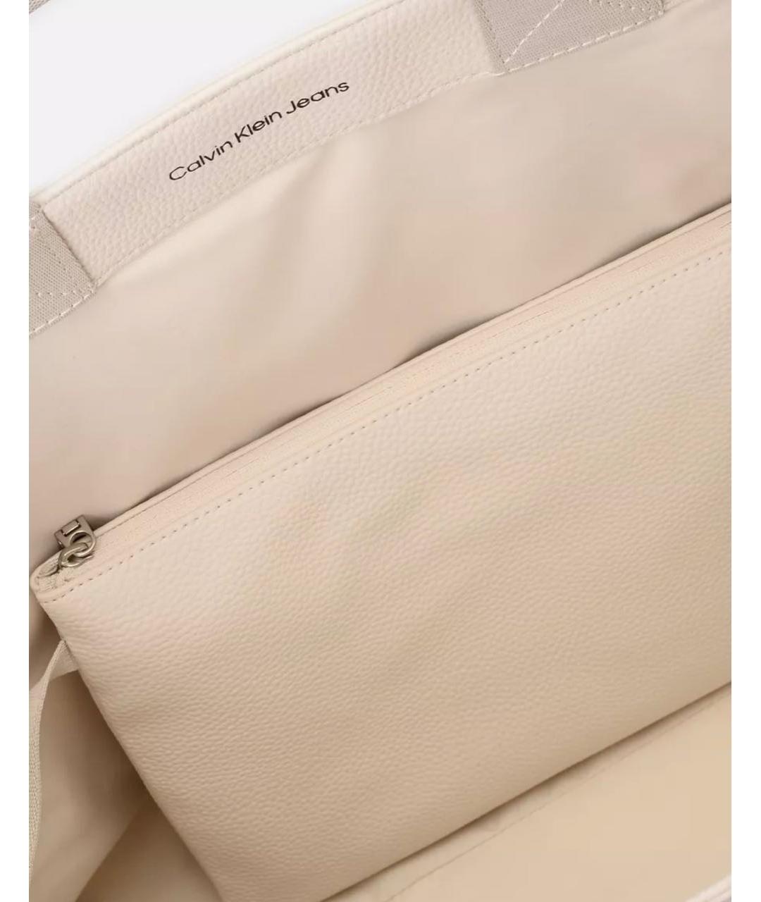 CALVIN KLEIN Бежевая сумка тоут из искусственной кожи, фото 2