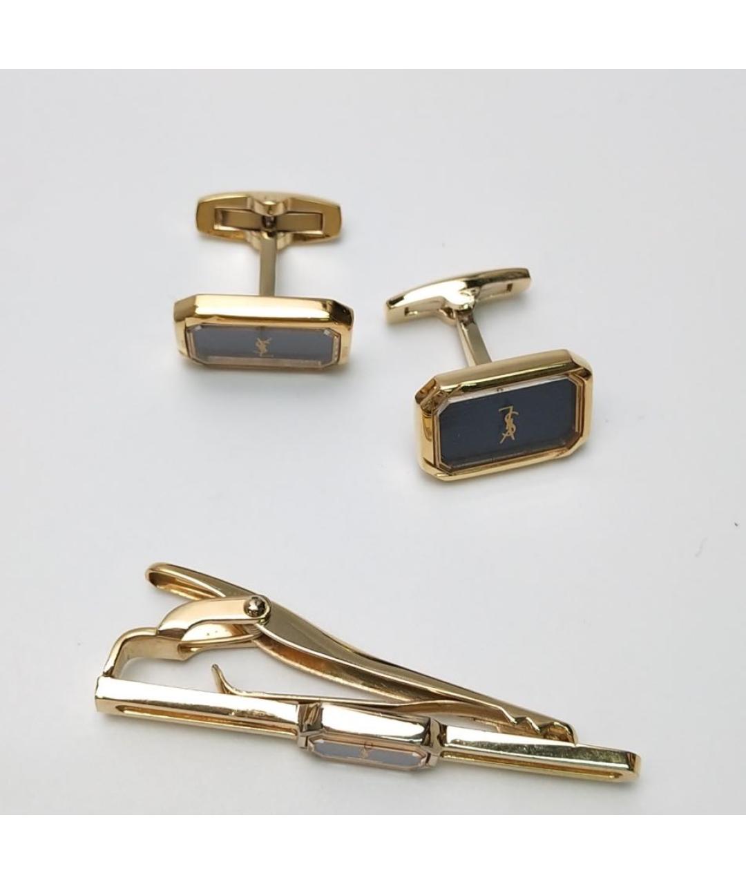 SAINT LAURENT Золотые металлические запонки, фото 4