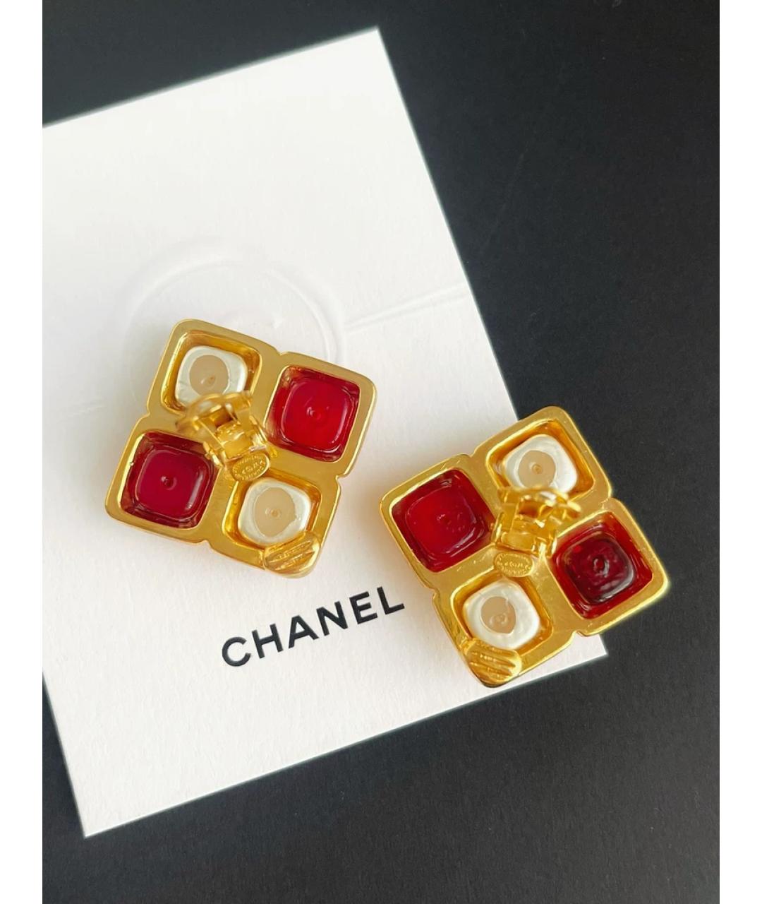 CHANEL Золотые металлические клипсы, фото 3