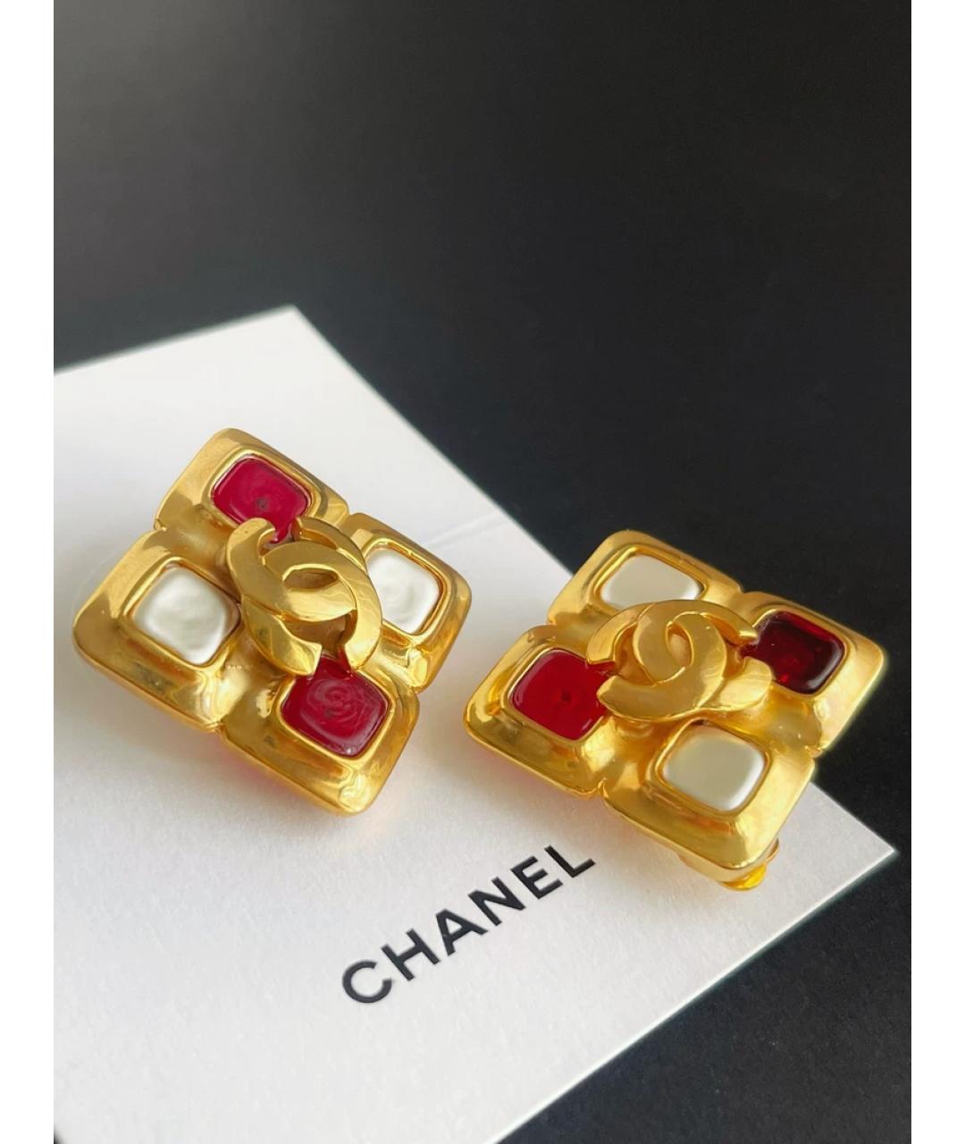 CHANEL Золотые металлические клипсы, фото 2