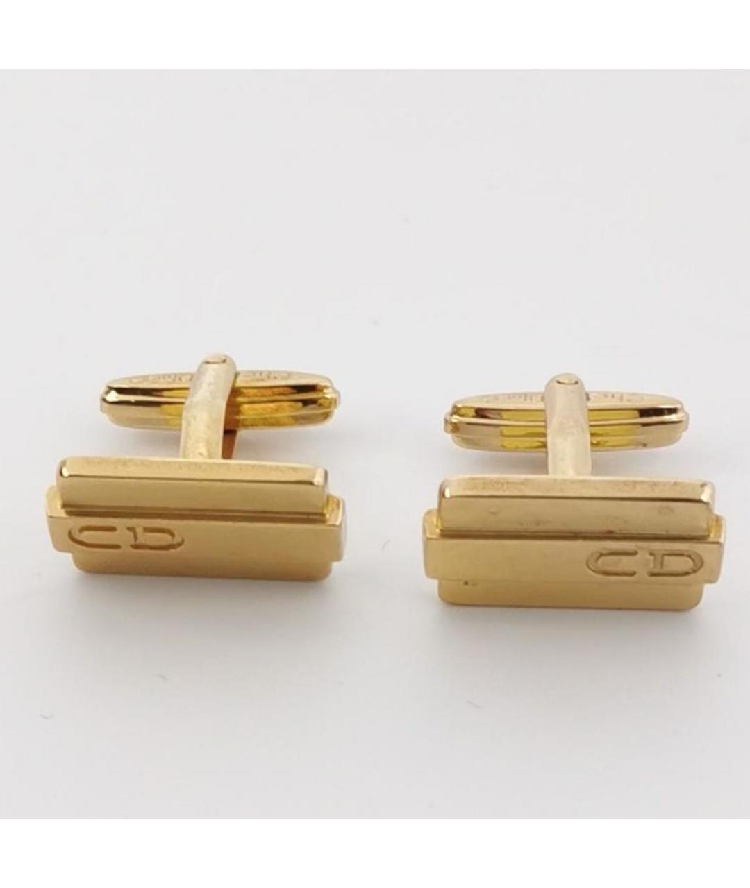 CHRISTIAN DIOR Золотые металлические запонки, фото 2