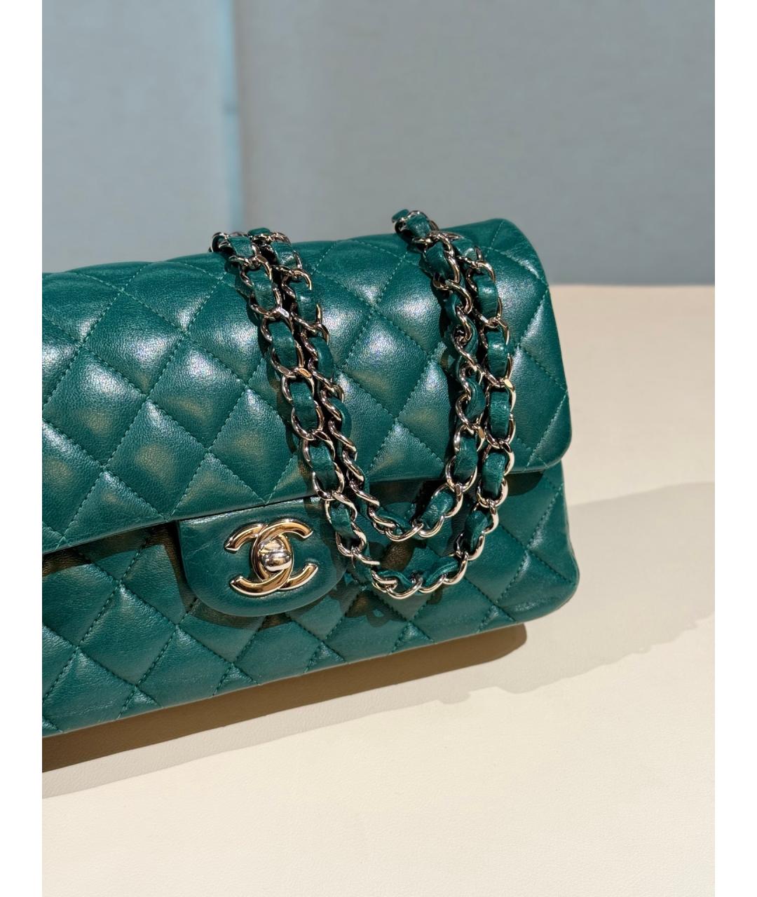 CHANEL Зеленая кожаная сумка через плечо, фото 8