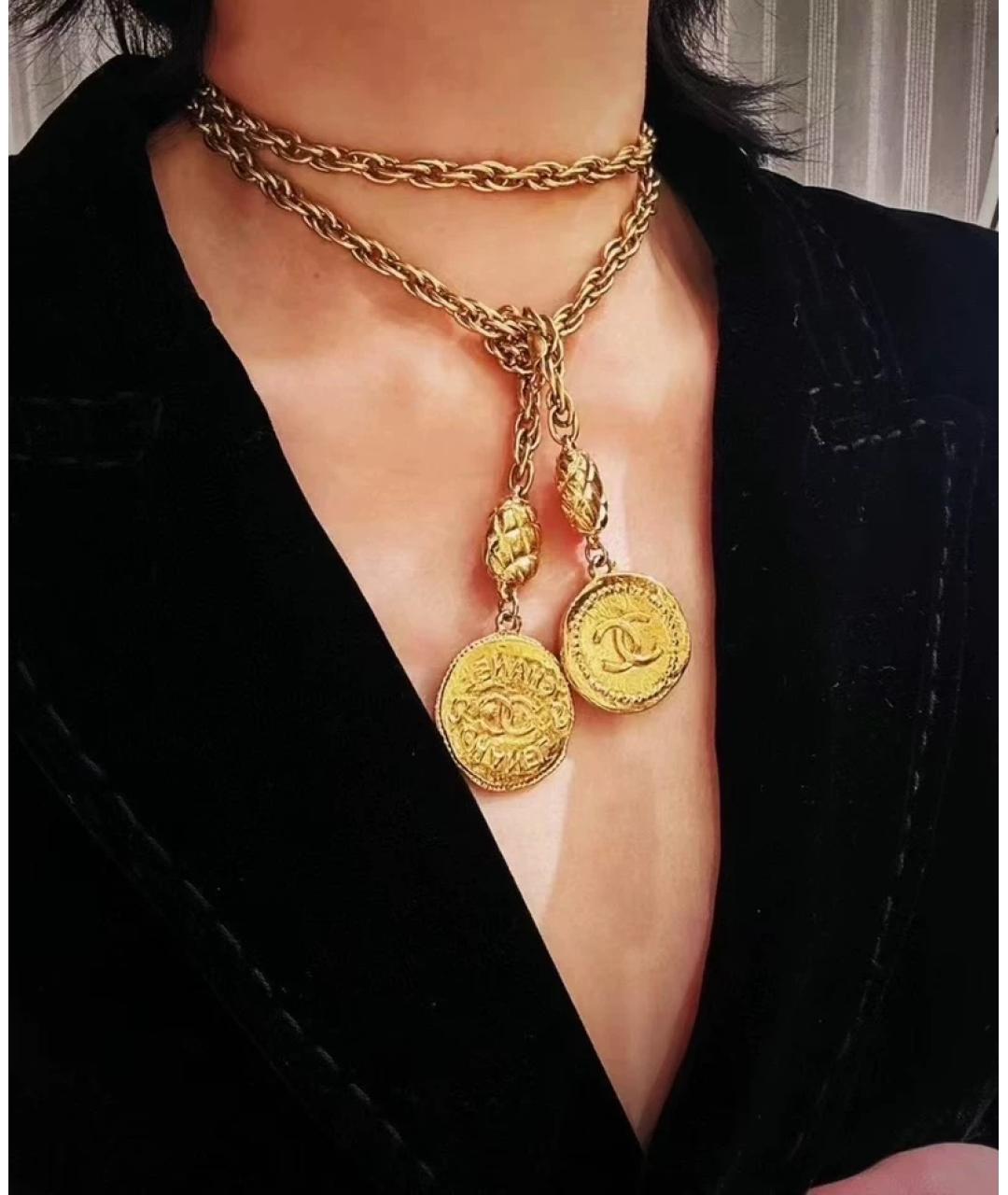 CHANEL Золотое металлическое колье, фото 3