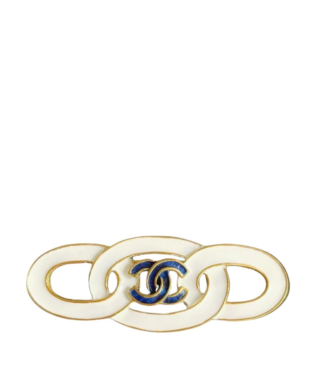 CHANEL Белая металлическая булавка / брошь, фото 1
