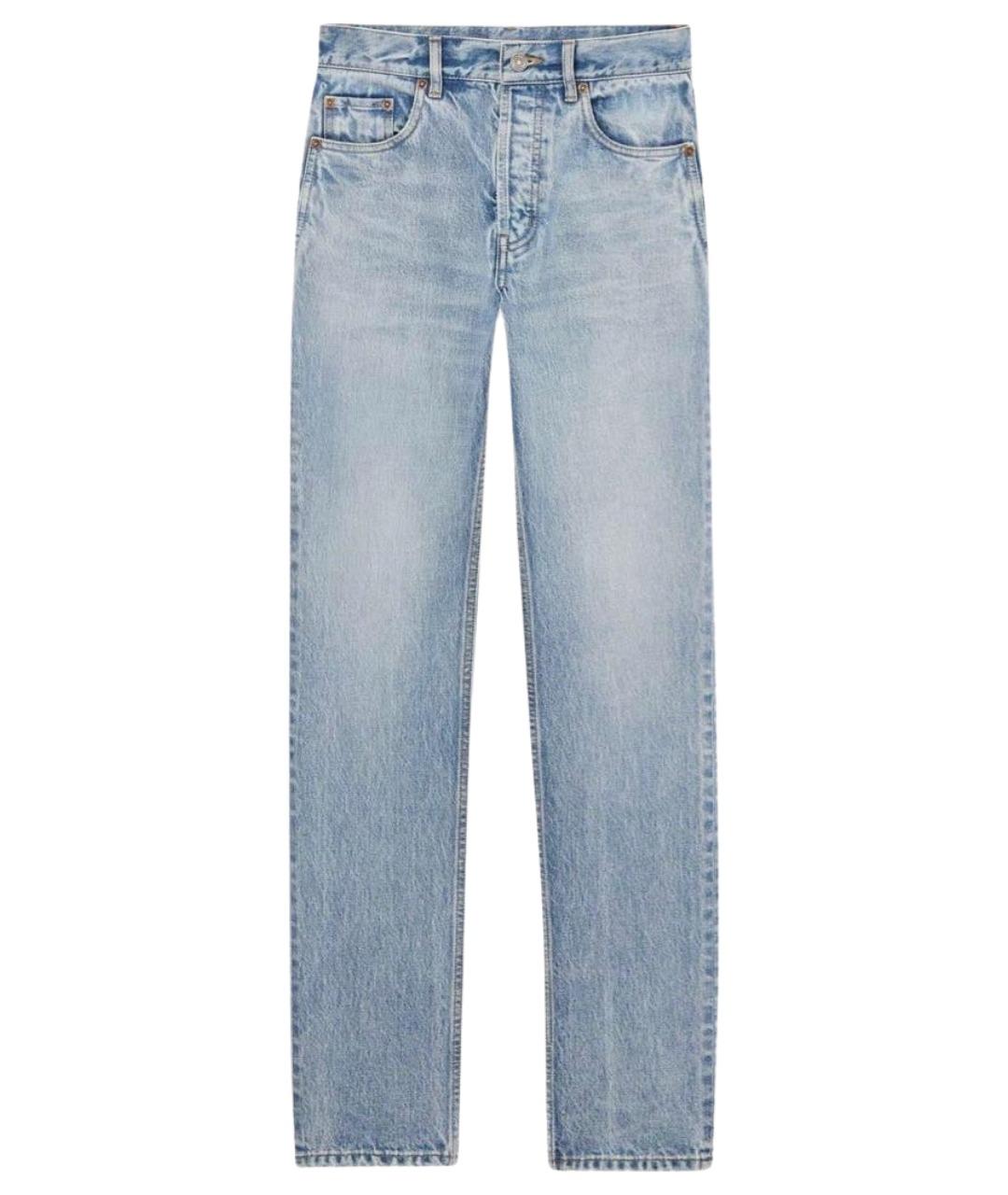 SAINT LAURENT Голубые хлопковые прямые джинсы, фото 1