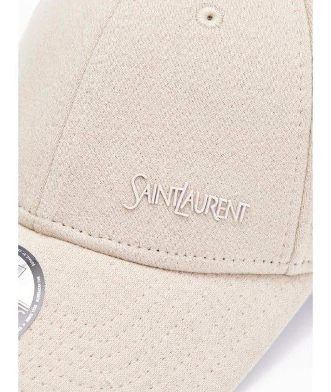 SAINT LAURENT Бежевая хлопковая кепка, фото 4