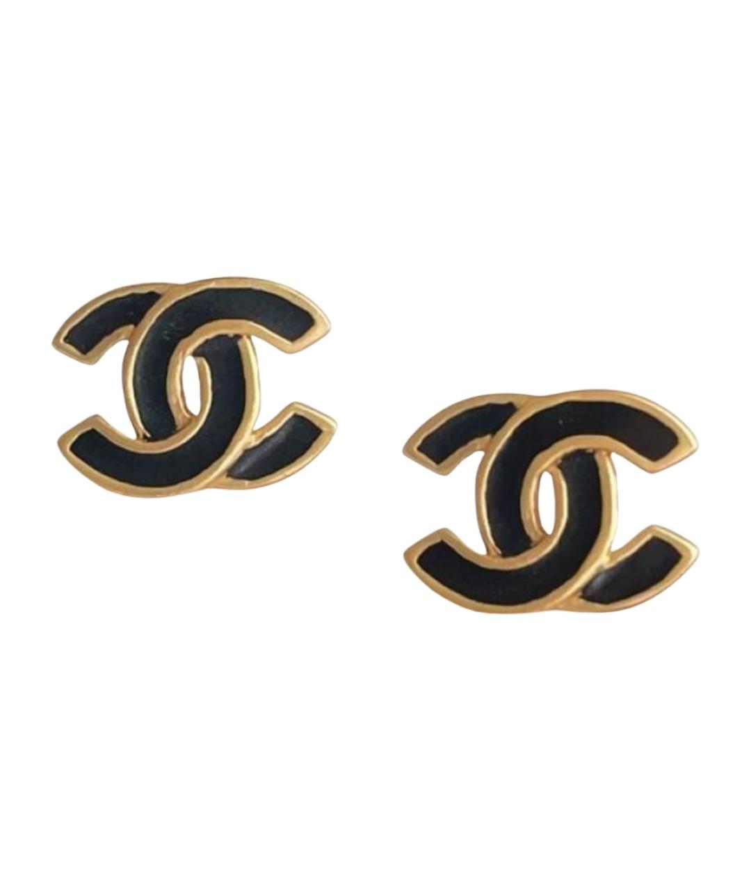 CHANEL Черные металлические серьги, фото 1