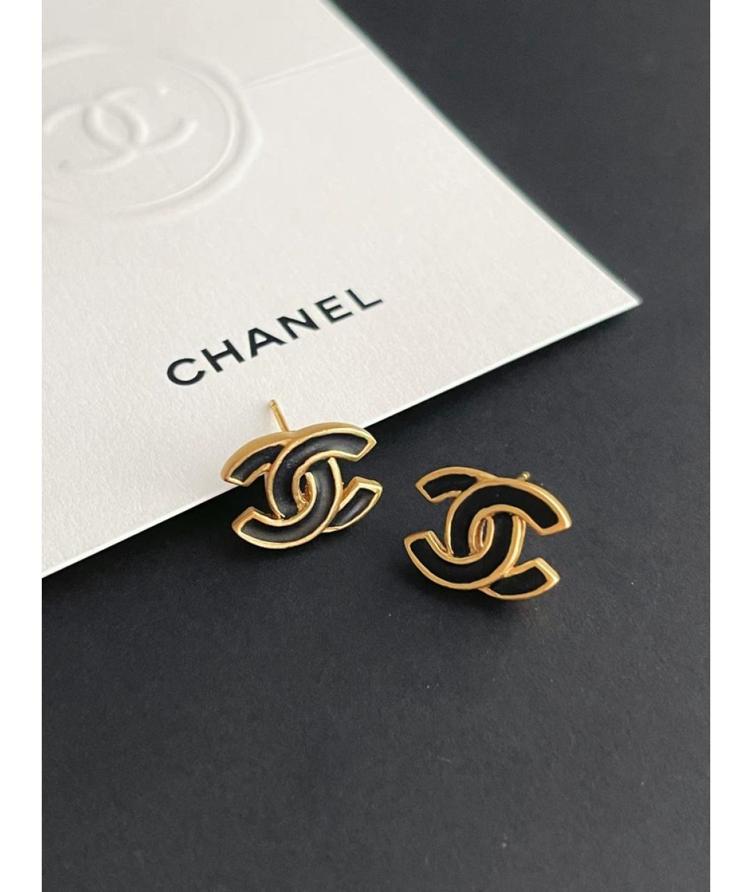 CHANEL Черные металлические серьги, фото 2