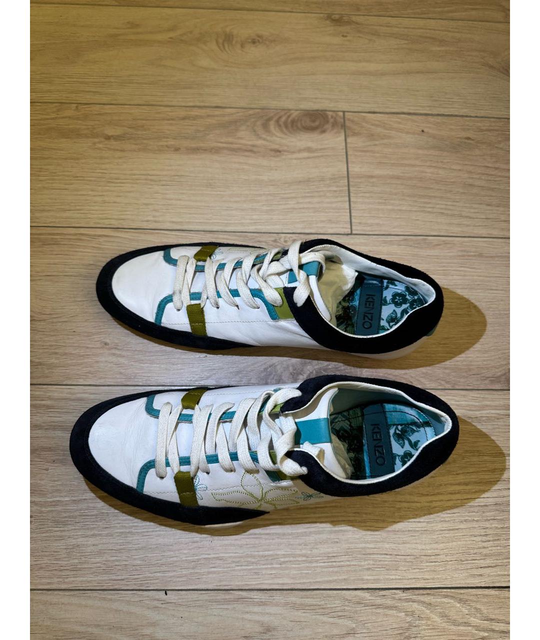 KENZO Белые кожаные низкие кроссовки / кеды, фото 6