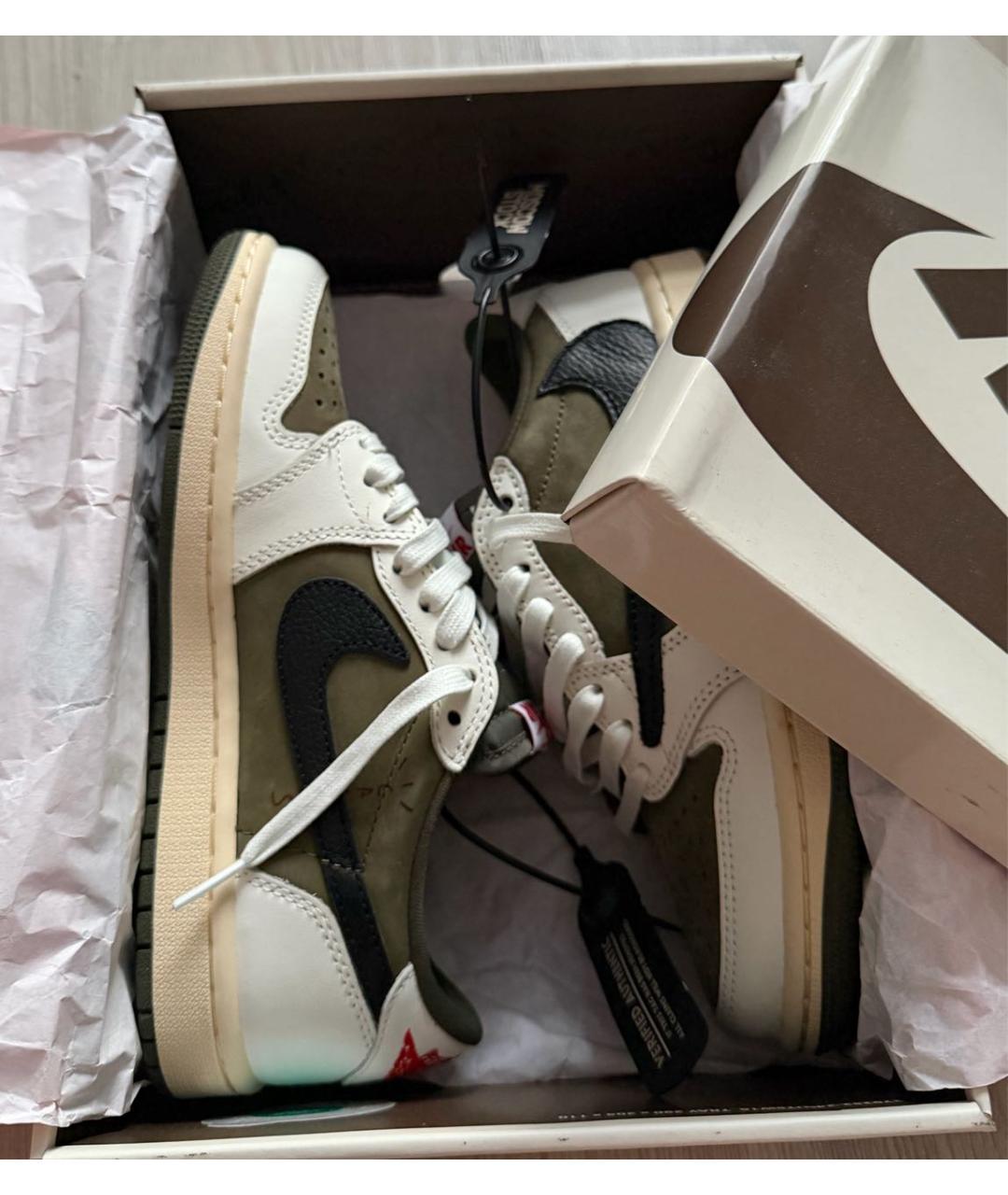 JORDAN Хаки нубуковые кроссовки, фото 2