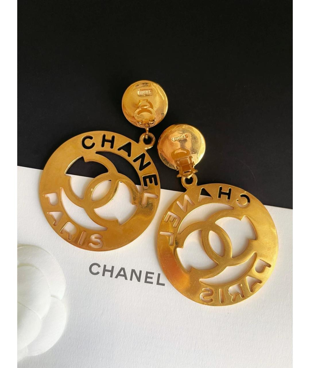 CHANEL Золотые металлические серьги, фото 3