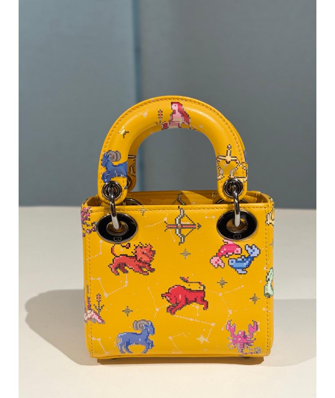 CHRISTIAN DIOR Желтая кожаная сумка с короткими ручками, фото 10