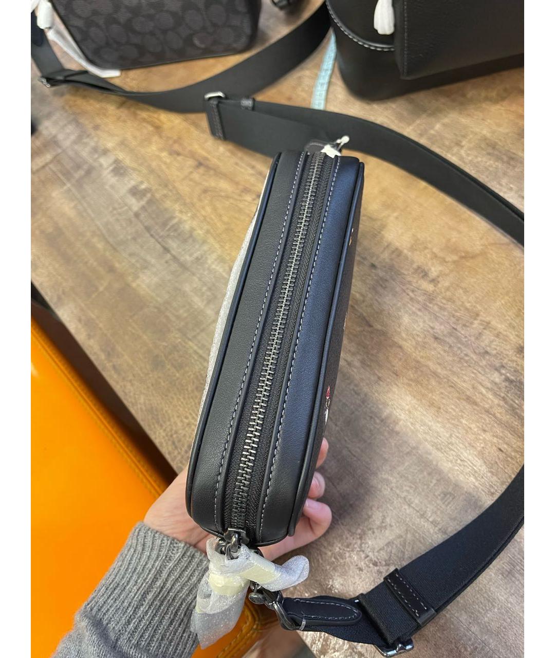 COACH Черная кожаная сумка на плечо, фото 6