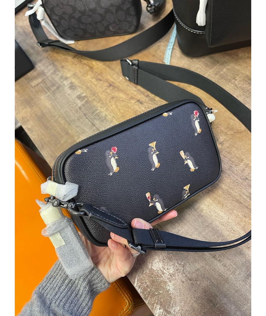 COACH Черная кожаная сумка на плечо, фото 5