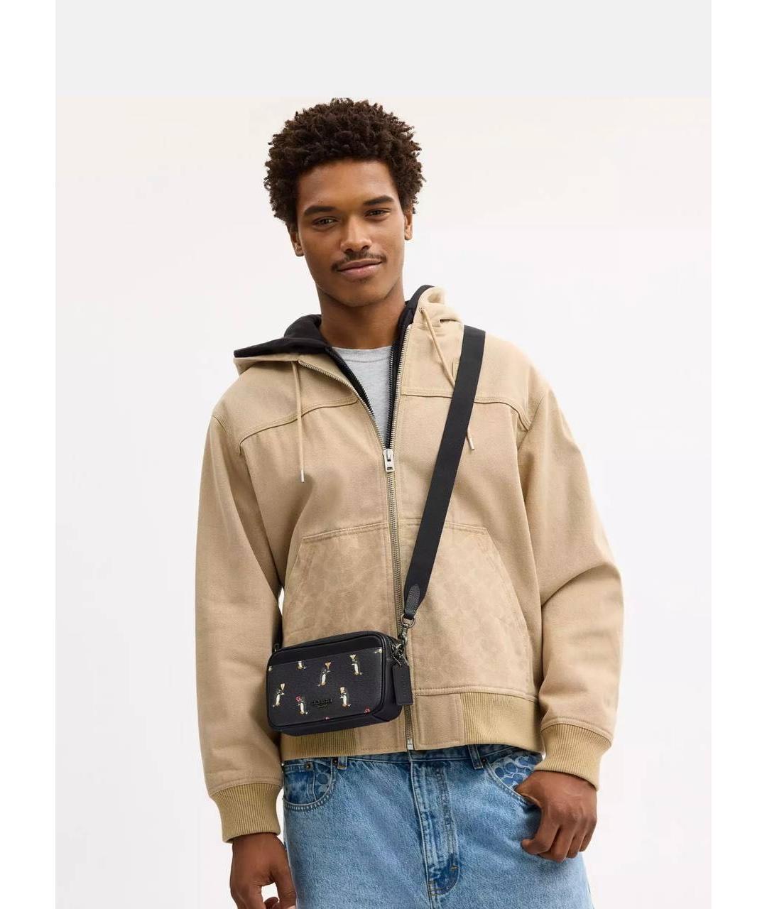 COACH Черная кожаная сумка на плечо, фото 2