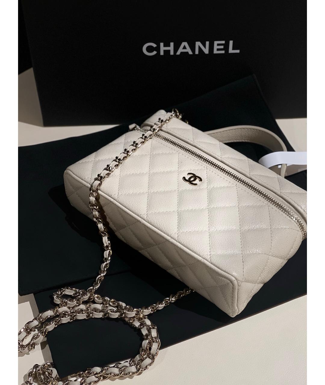 CHANEL Белая кожаная сумка через плечо, фото 6