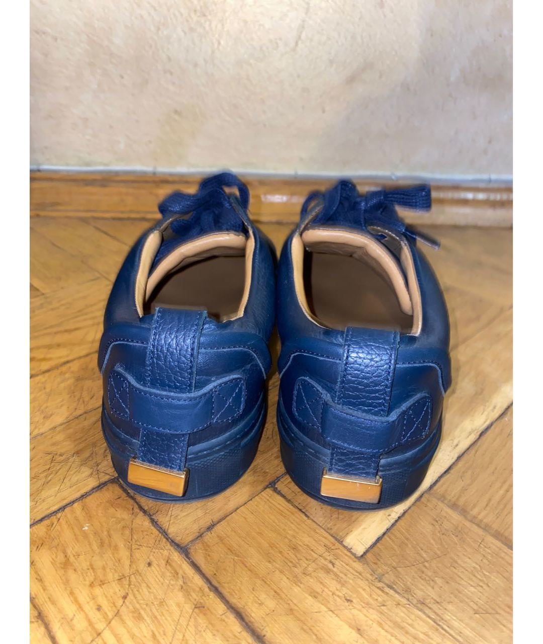 BUSCEMI Синие кожаные низкие кроссовки / кеды, фото 4