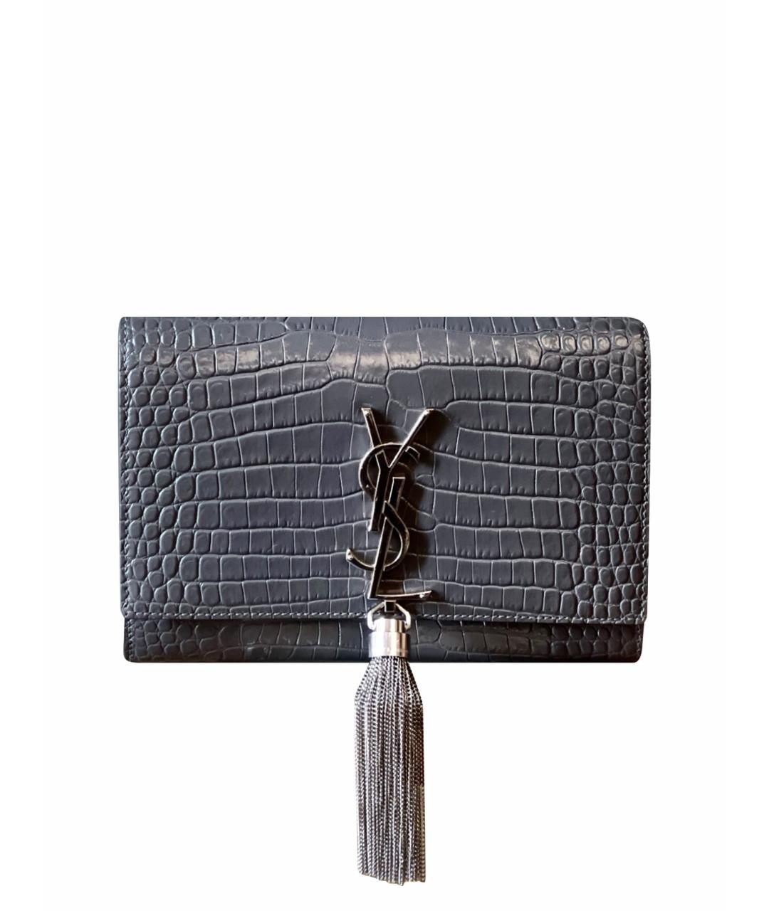 SAINT LAURENT Серая кожаная сумка через плечо, фото 1