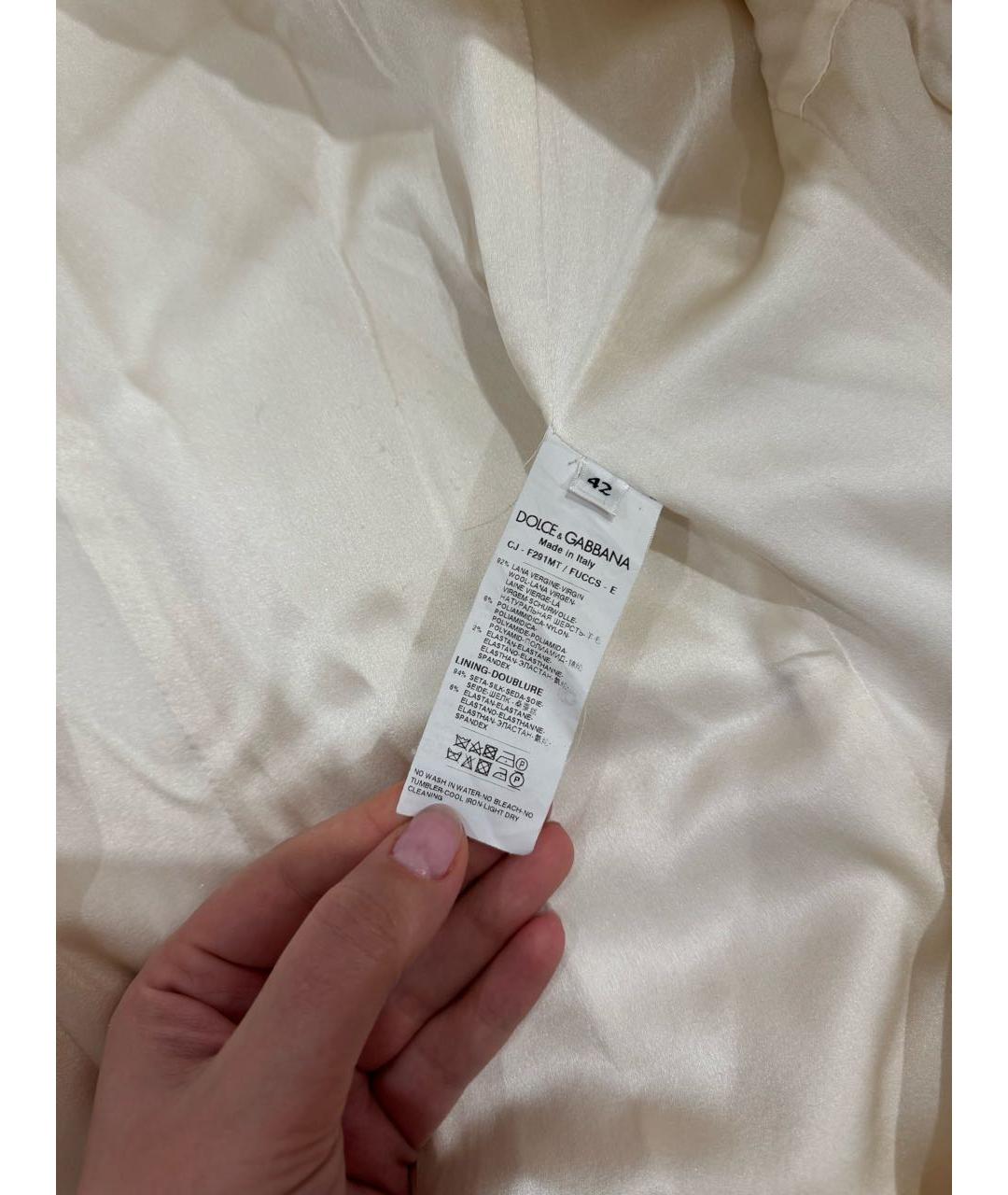 DOLCE&GABBANA Бежевый шерстяной жакет/пиджак, фото 6