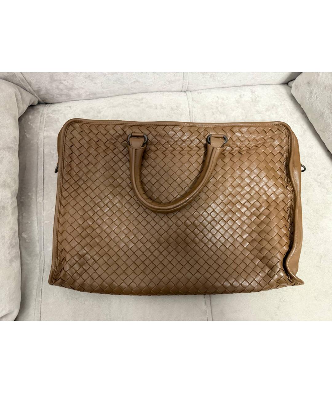 BOTTEGA VENETA Коричневый кожаный портфель, фото 4