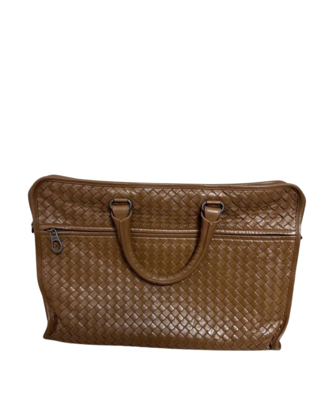 BOTTEGA VENETA Коричневый кожаный портфель, фото 1