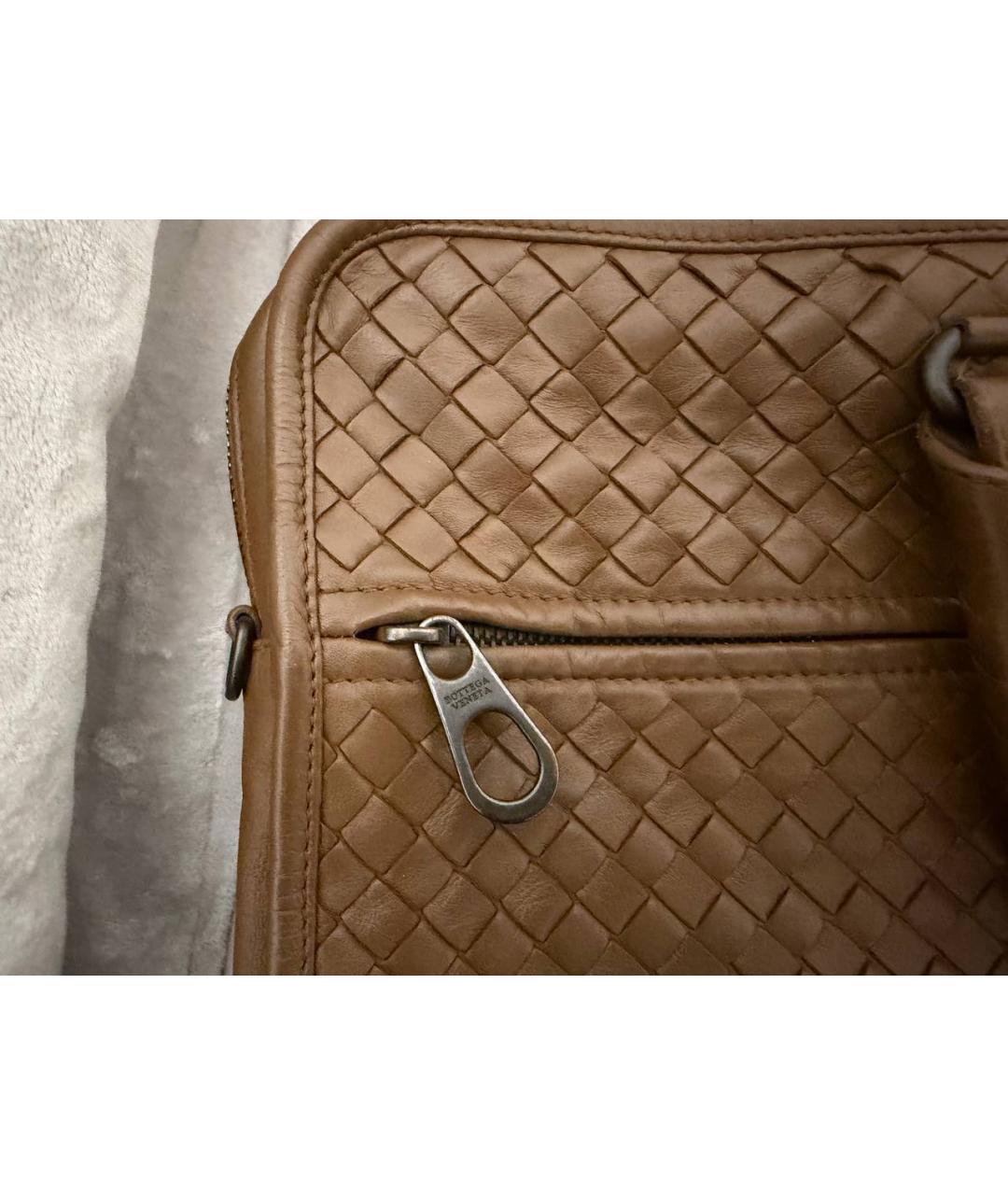 BOTTEGA VENETA Коричневый кожаный портфель, фото 3