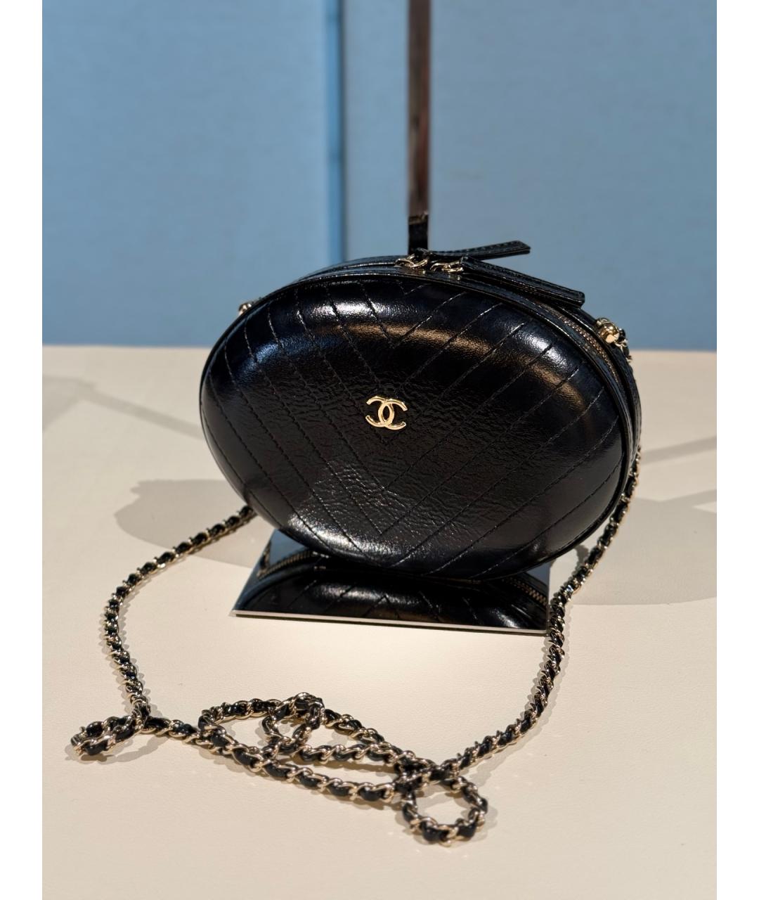 CHANEL Черная кожаная сумка через плечо, фото 9