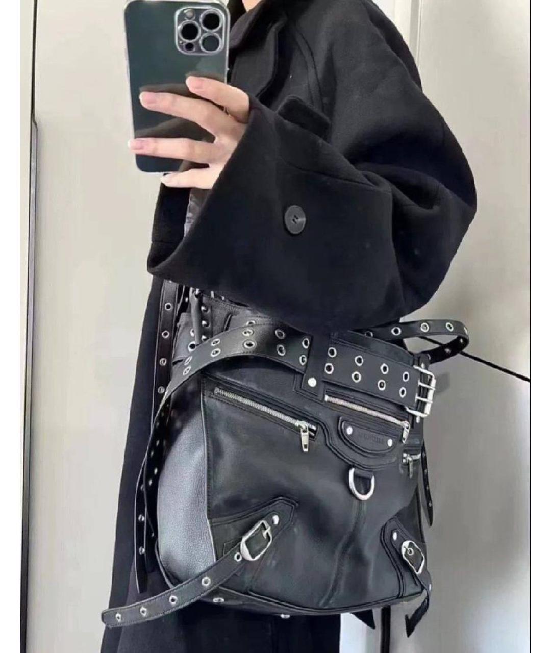 BALENCIAGA Черная кожаная сумка тоут, фото 6