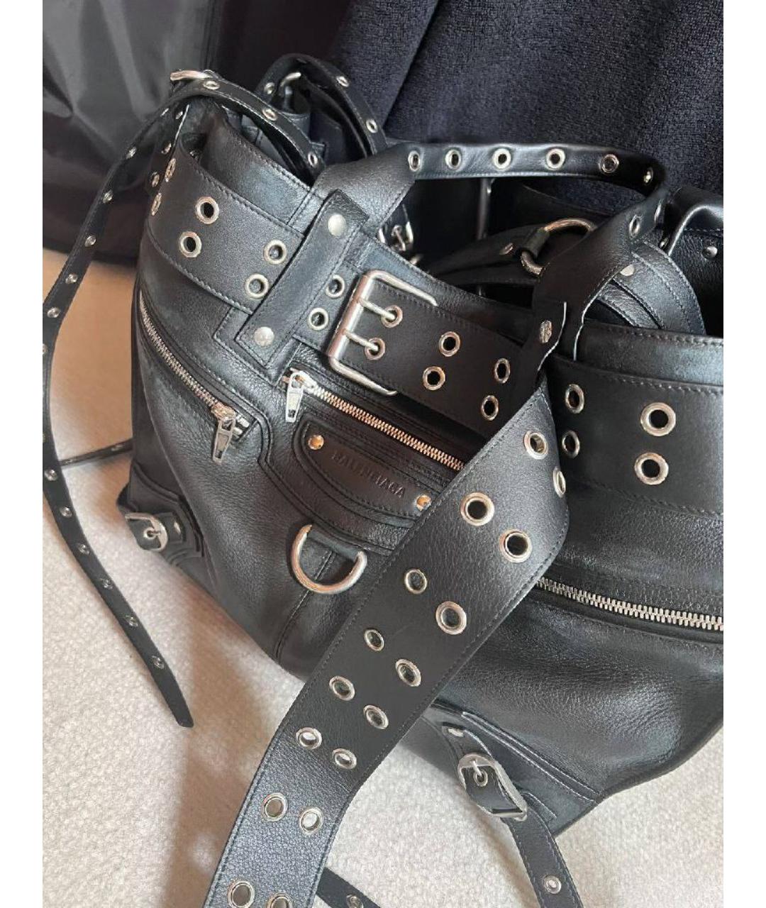 BALENCIAGA Черная кожаная сумка тоут, фото 4