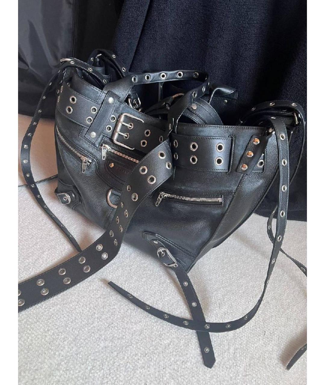 BALENCIAGA Черная кожаная сумка тоут, фото 5