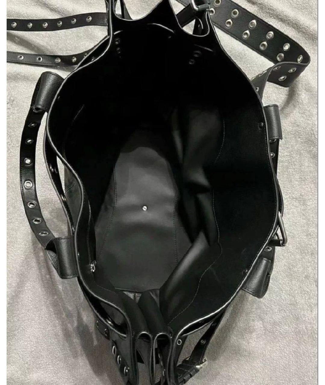 BALENCIAGA Черная кожаная сумка тоут, фото 3