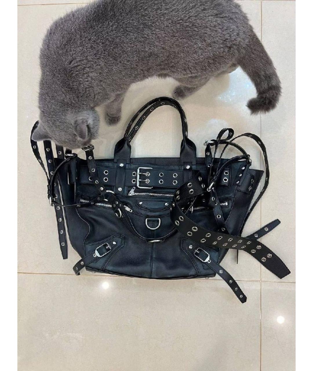 BALENCIAGA Черная кожаная сумка тоут, фото 2