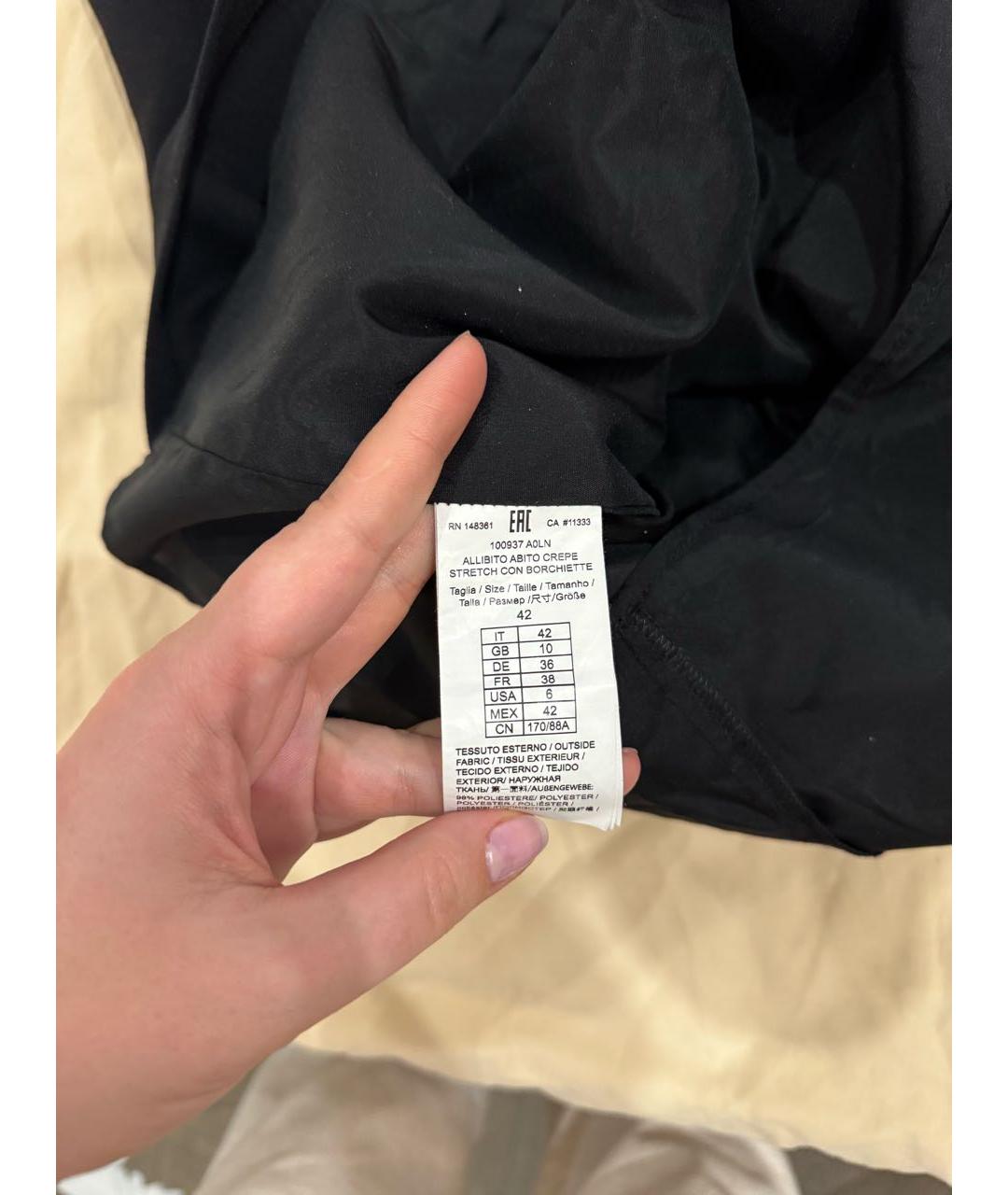 PINKO Черное полиэстеровое коктейльное платье, фото 6