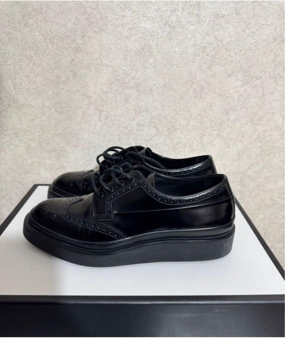 PRADA Черные кожаные туфли, фото 5