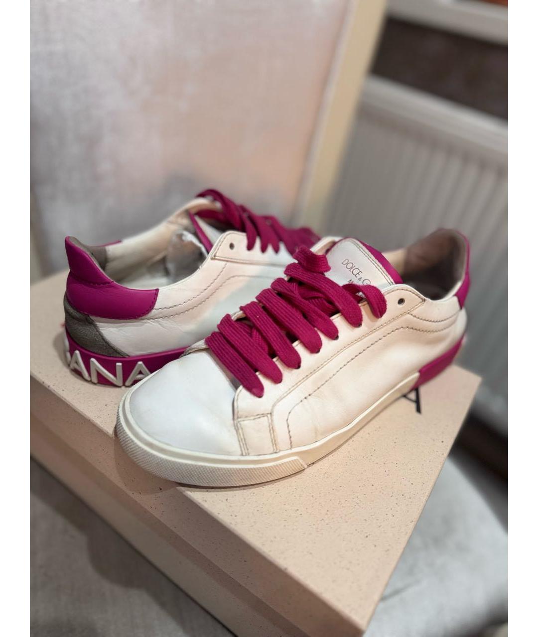 DOLCE&GABBANA Белые кожаные кеды, фото 3