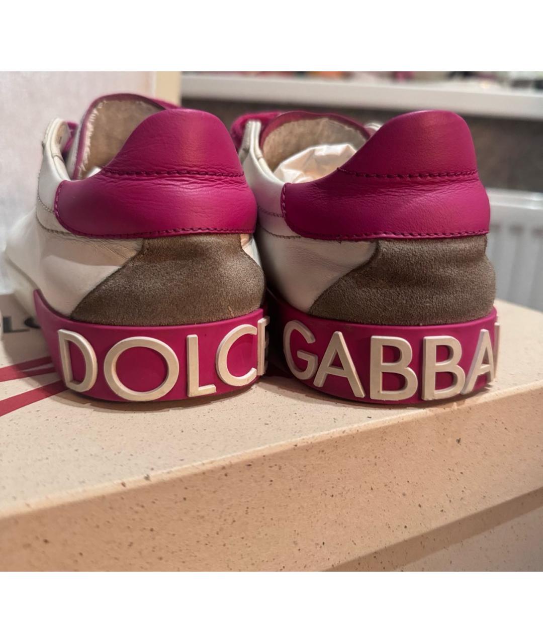 DOLCE&GABBANA Белые кожаные кеды, фото 4