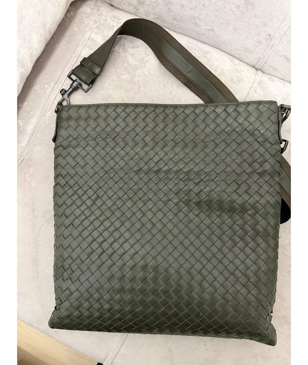 BOTTEGA VENETA Зеленая кожаная сумка на плечо, фото 10