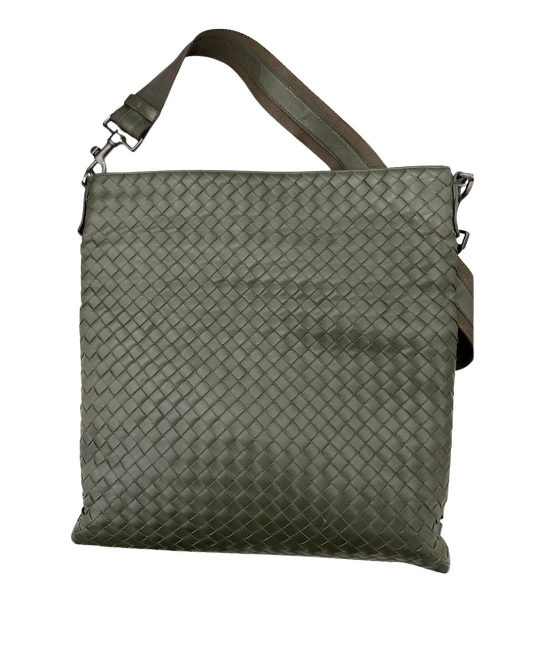 BOTTEGA VENETA Зеленая кожаная сумка на плечо, фото 1