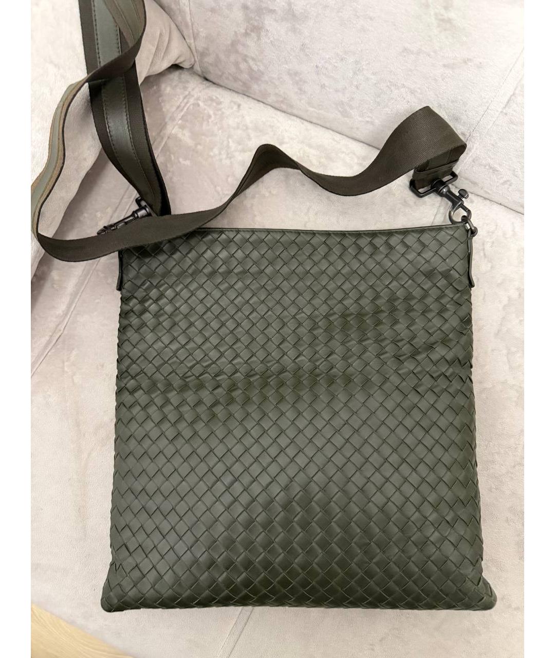 BOTTEGA VENETA Зеленая кожаная сумка на плечо, фото 4