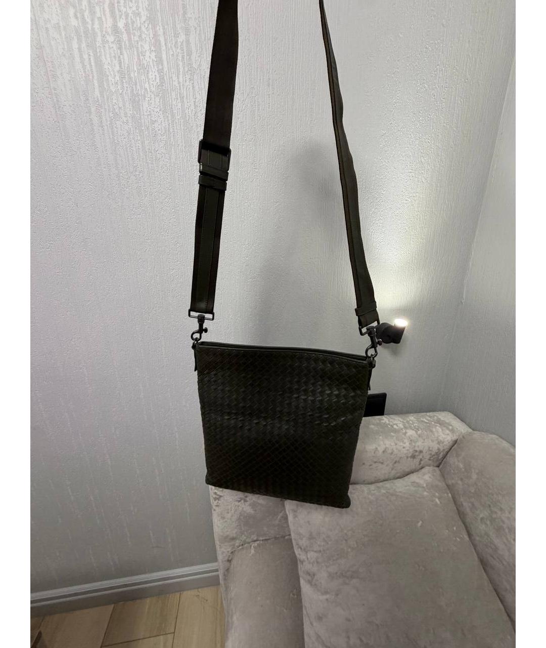 BOTTEGA VENETA Зеленая кожаная сумка на плечо, фото 2