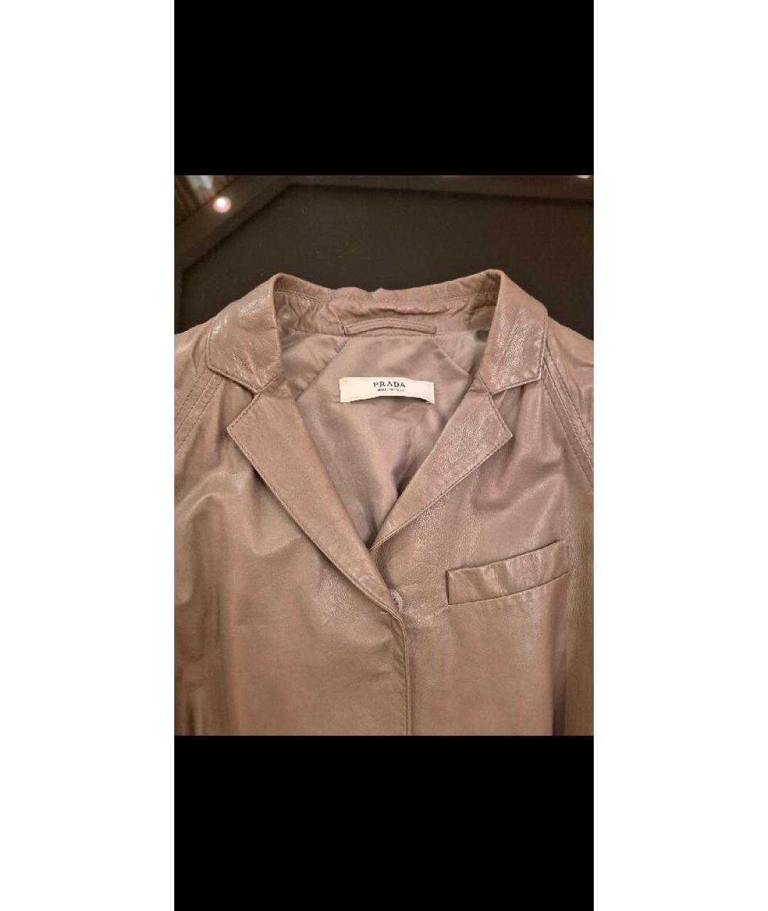 PRADA Бежевый кожаный тренч/плащ, фото 3