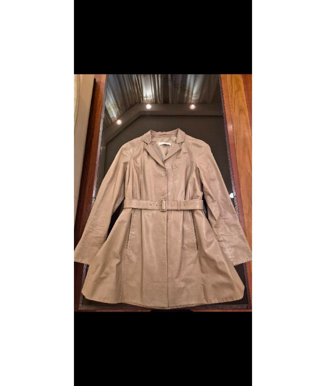 PRADA Бежевый кожаный тренч/плащ, фото 9