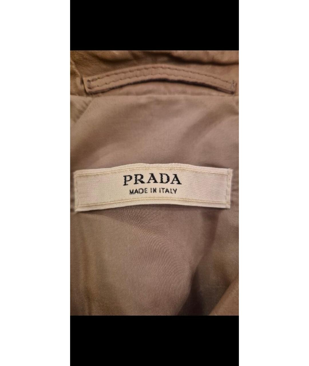 PRADA Бежевый кожаный тренч/плащ, фото 8