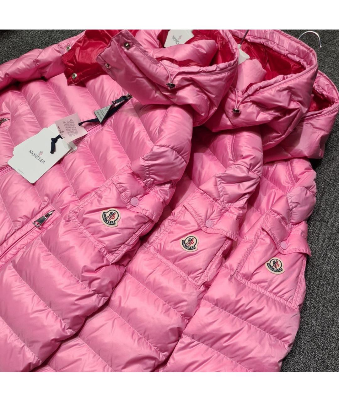 MONCLER Розовый полиамидовый пуховик, фото 7