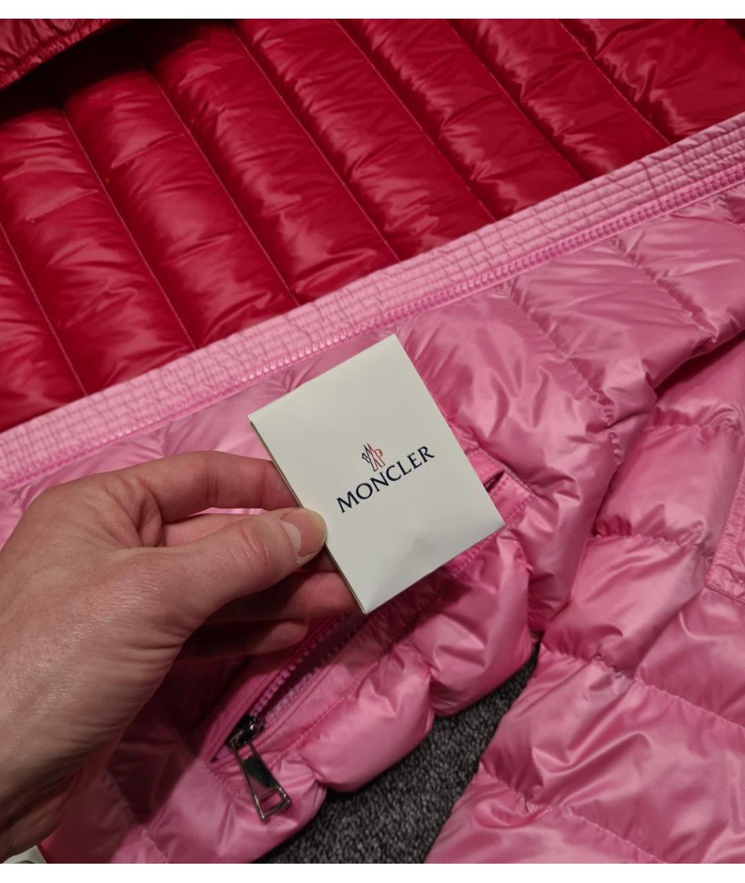 MONCLER Розовый полиамидовый пуховик, фото 8