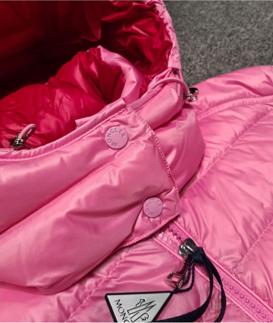 MONCLER Розовый полиамидовый пуховик, фото 4