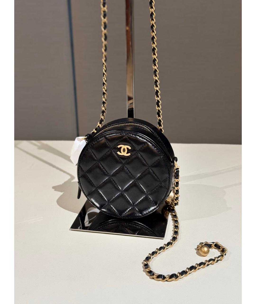 CHANEL Черная кожаная сумка через плечо, фото 7