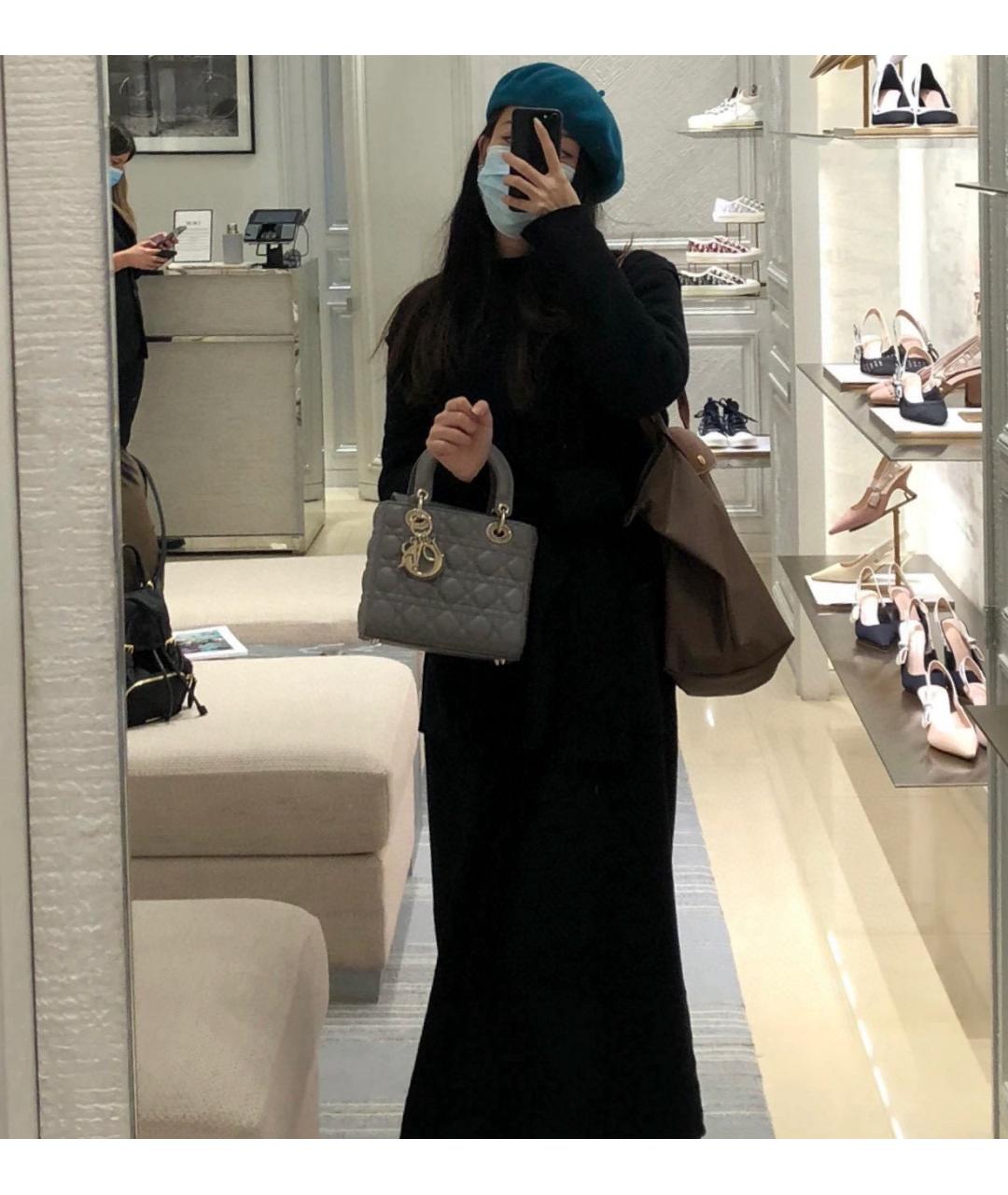 CHRISTIAN DIOR Серая кожаная сумка с короткими ручками, фото 6