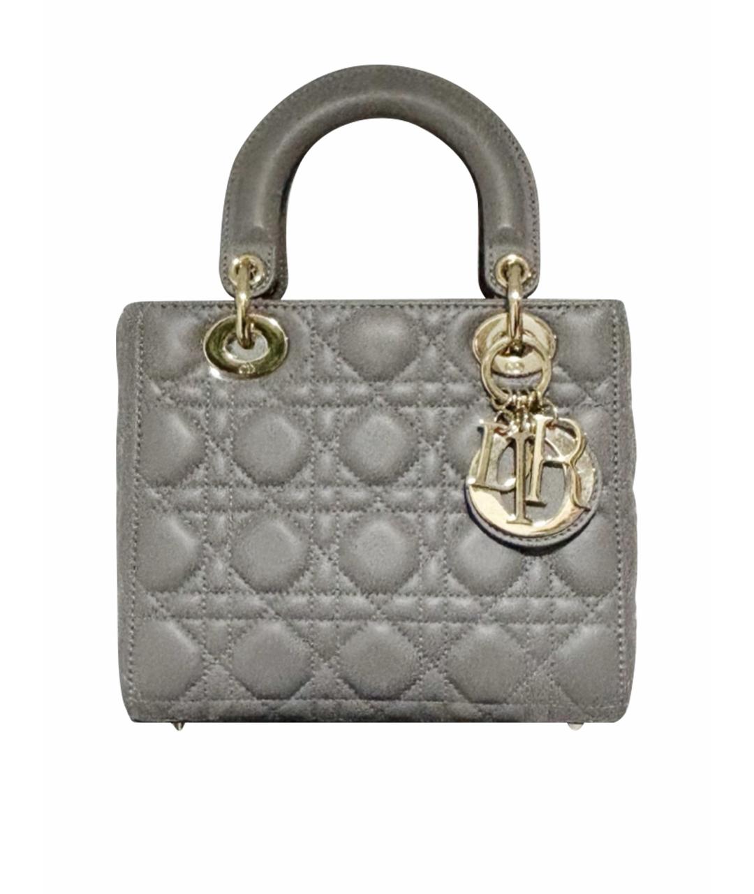 CHRISTIAN DIOR Серая кожаная сумка с короткими ручками, фото 1