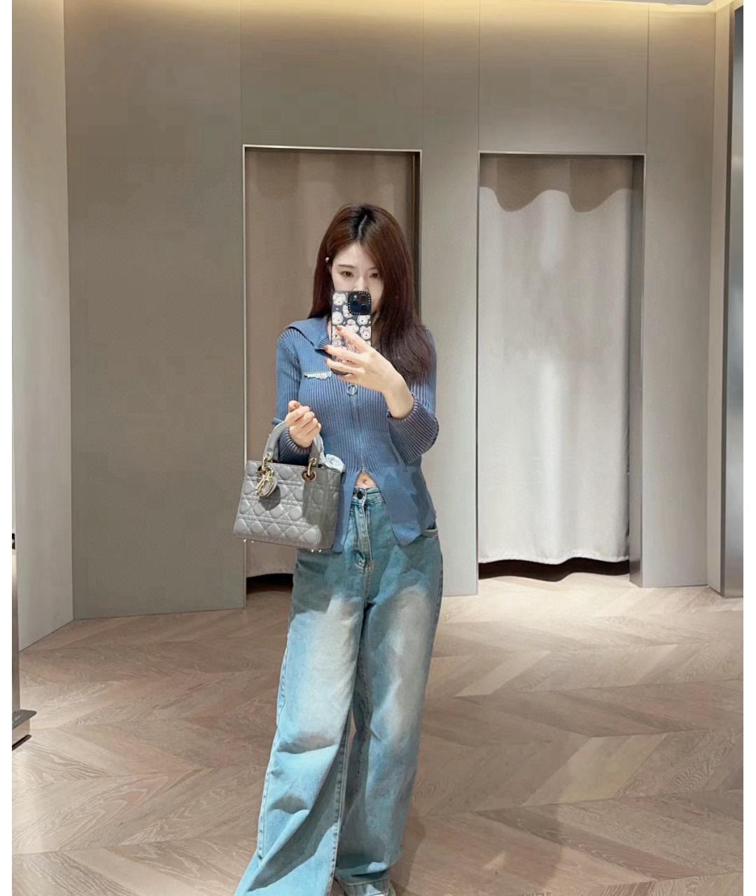 CHRISTIAN DIOR Серая кожаная сумка с короткими ручками, фото 5